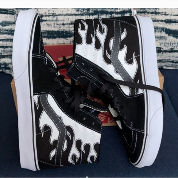 Vans SK8 Hi White Flame Unisex Suede Leather High Top Sneakers Women 9.5 Men 8 main image 5